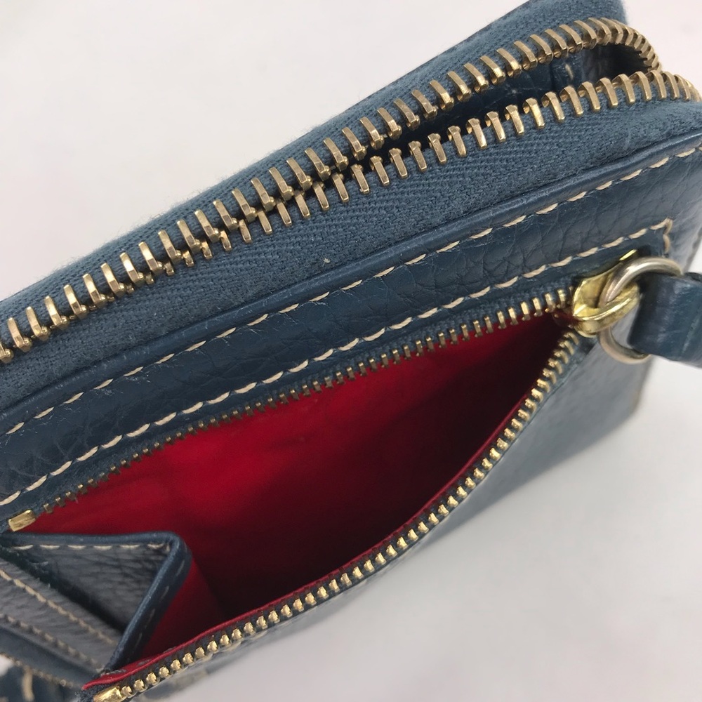 Dooney & Bourke Navy Blue Small Pebbled Grain Leather Zip Around Wallet - Picture 7 of 9